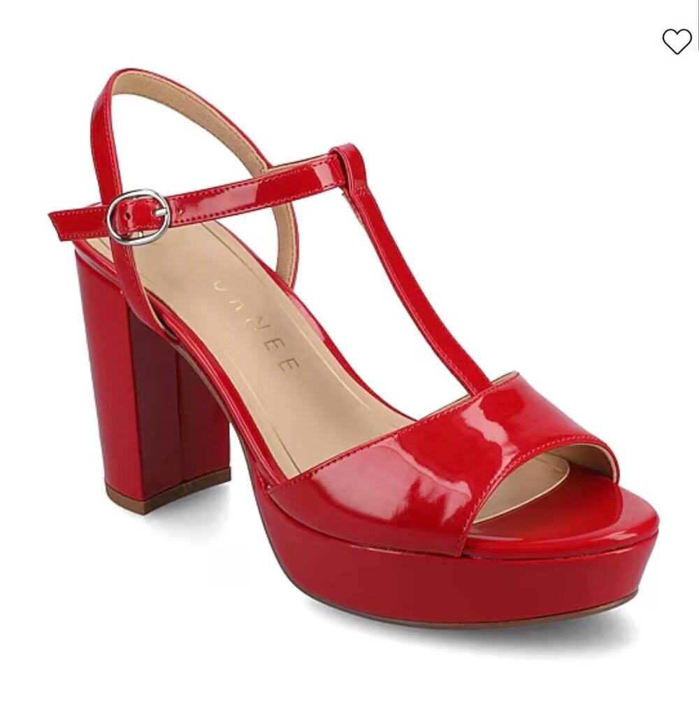 NEW! Journee Collection Nalie Women's Heeled Platform Dress Sandals Size 7.5 Red